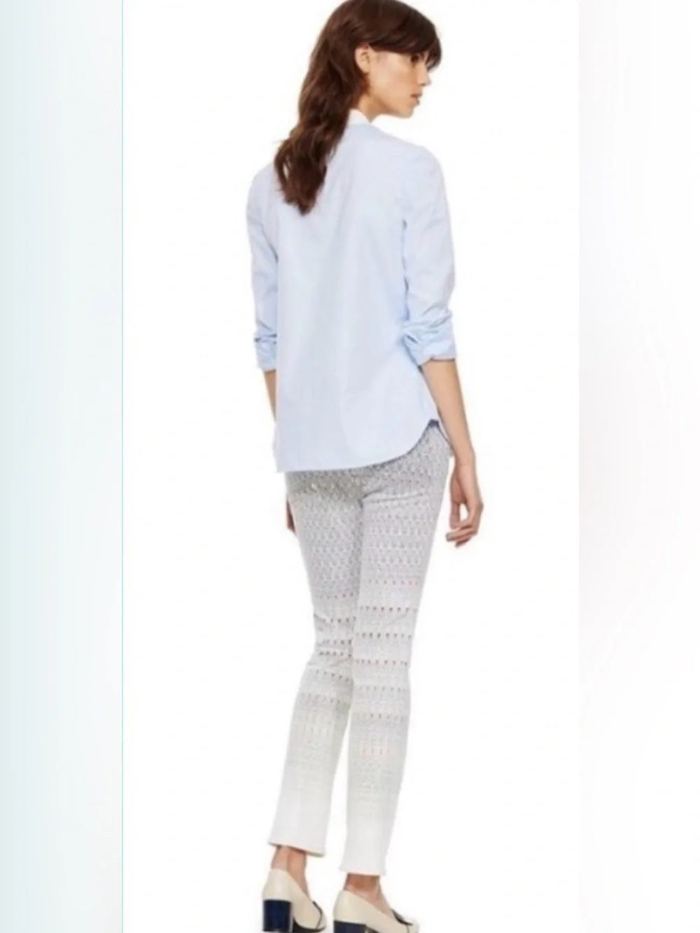 Tory Burch EUC Ivory arabesque print ombré jeans Size 26
